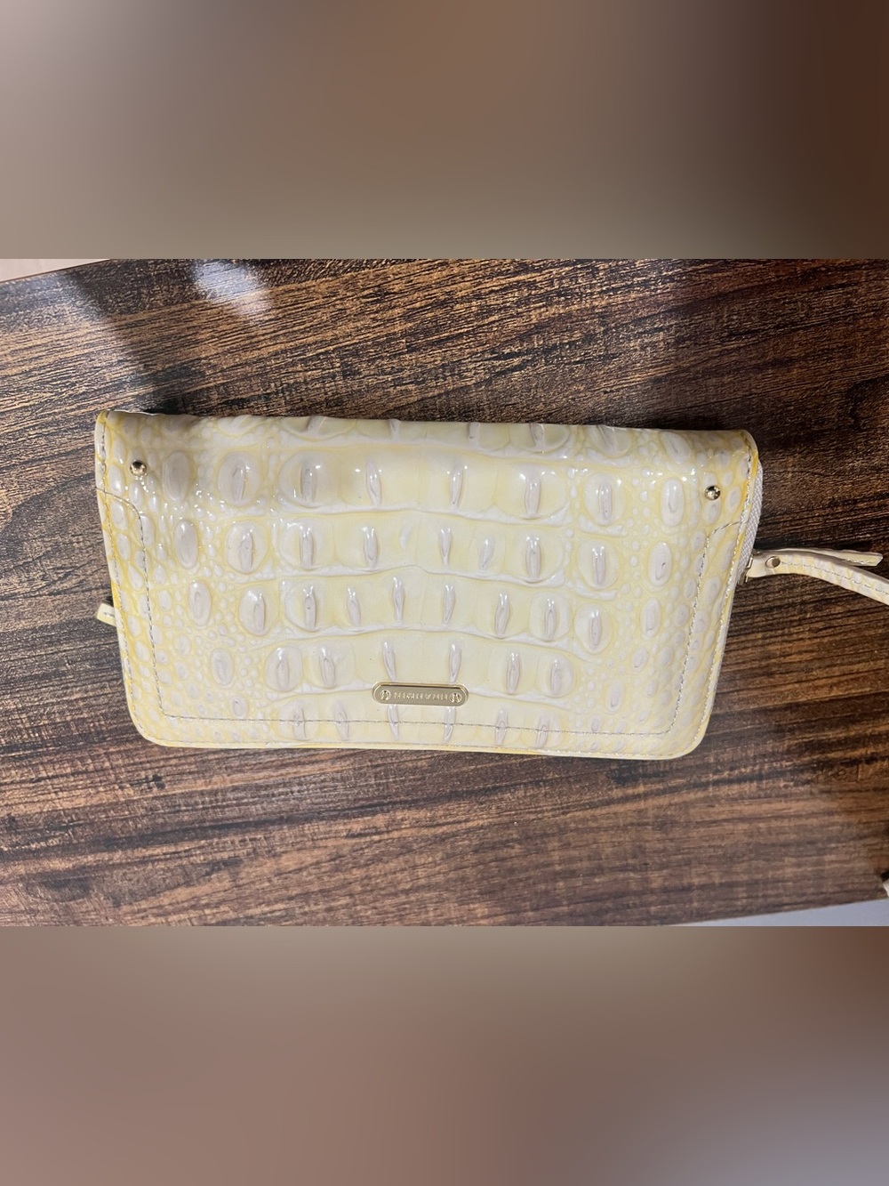 Brahmin Cream Ostrich-Textured Tote with Matching Croc Wallet - Picture 9 of 12